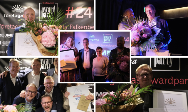 Prisregn när näringslivet i Falkenberg hyllas på Företagarnas AwardParty 2024